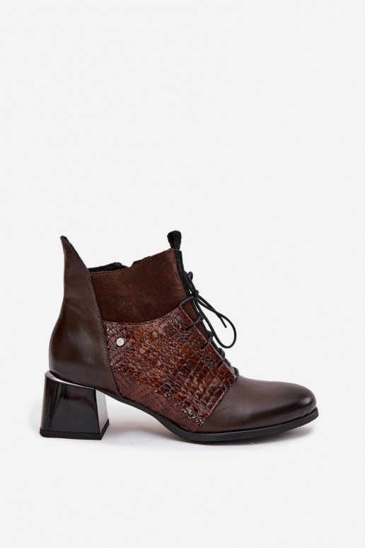 Zazoo 60503 sieviešu zābaki ar papēdi siltināti Czekoladowe