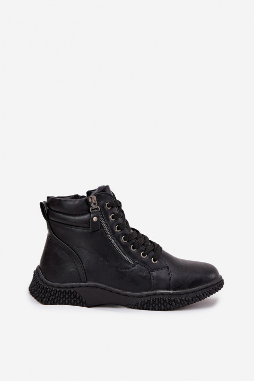 Sieviešu puszābaki siltināti ar kažokādu no eko ādas Melns Ulverina