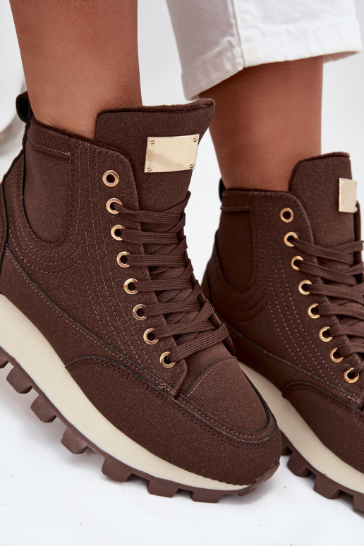 siltināti apavi  ar platformu brūnas krāsas Marivira