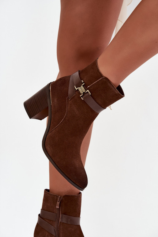 Sieviešu puszābaki Z Naturalnego Zamszu ar papēdi siltināti Sergio Leone BT25384-S brūnas krāsas