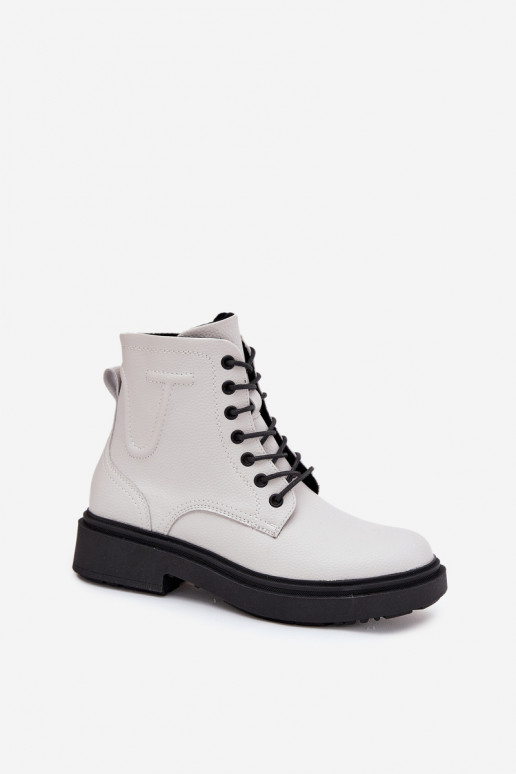 siltināti Sieviešu puszābaki Z Naturalnej Skóry Sergio Leone BT25248-S baltas krāsas