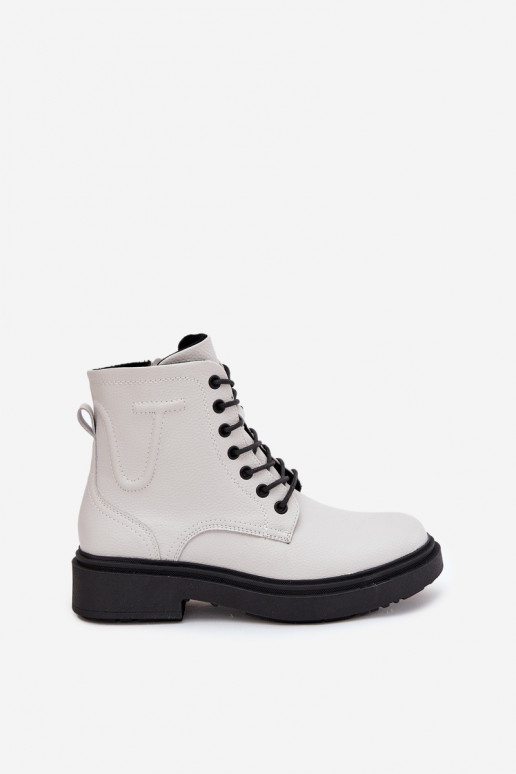 siltināti Sieviešu puszābaki Z Naturalnej Skóry Sergio Leone BT25248-S baltas krāsas