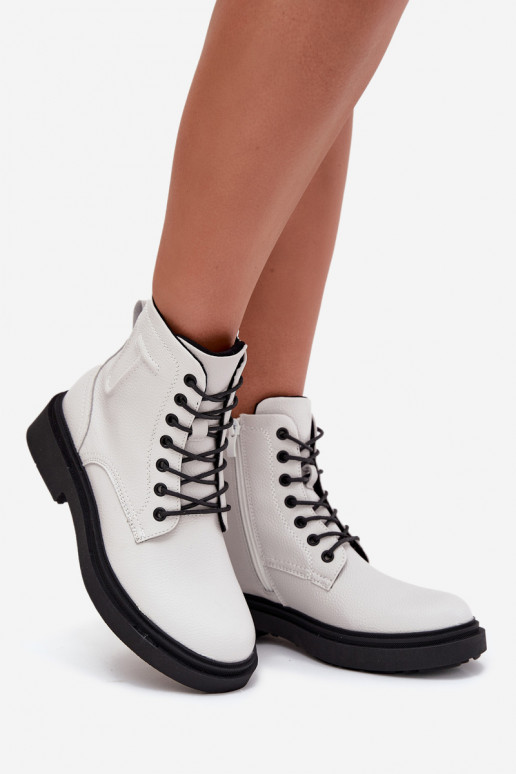 siltināti Sieviešu puszābaki Z Naturalnej Skóry Sergio Leone BT25248-S baltas krāsas