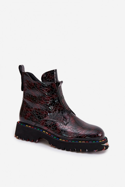 Laque Sieviešu puszābaki Z Naturalnej Skóry siltināti Artiker 57C0165 bordo krāsas