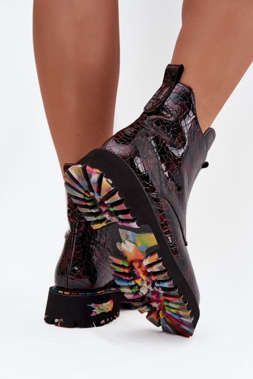 Laque Sieviešu puszābaki Z Naturalnej Skóry siltināti Artiker 57C0165 bordo krāsas