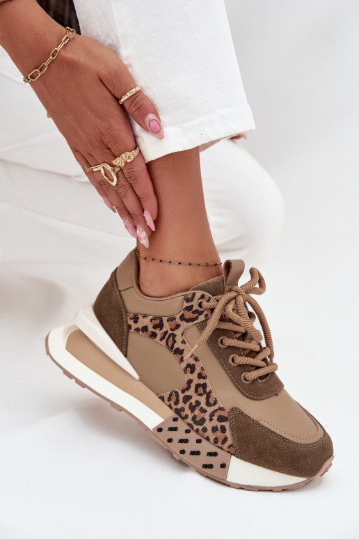    modeļa apavi  ar platformu ar leoparda kažokādas rakstu Artiker 55C0089 brūnas krāsas