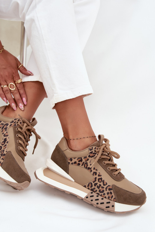    modeļa apavi  ar platformu ar leoparda kažokādas rakstu Artiker 55C0089 brūnas krāsas