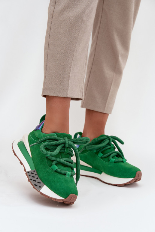 zamšādas  modeļa apavi  ar platformu Z Grubym m Artiker 55C0136 Zaļas krāsas