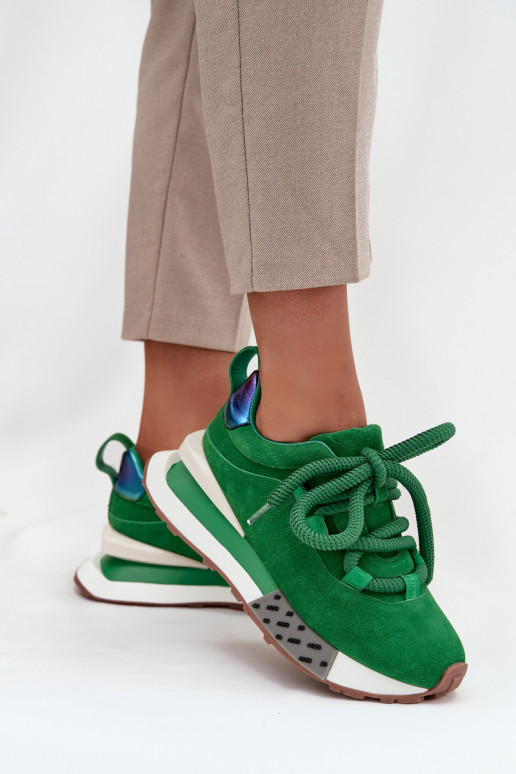 zamšādas  modeļa apavi  ar platformu Z Grubym m Artiker 55C0136 Zaļas krāsas