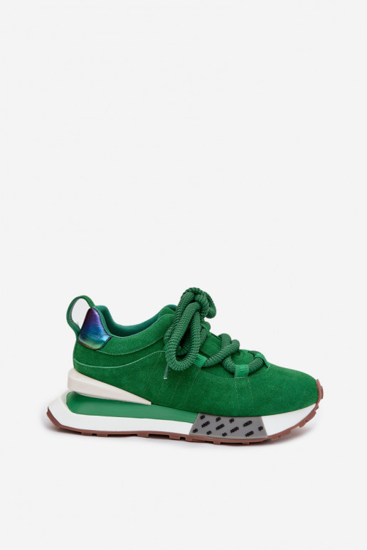 zamšādas  modeļa apavi  ar platformu Z Grubym m Artiker 55C0136 Zaļas krāsas