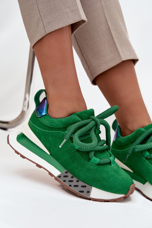 zamšādas  modeļa apavi  ar platformu Z Grubym m Artiker 55C0136 Zaļas krāsas