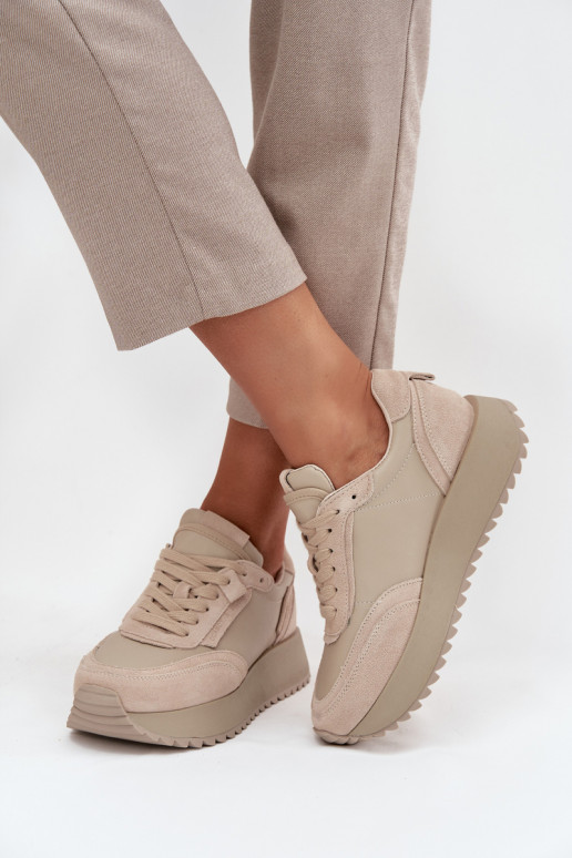    modeļa apavi  ar platformu Artiker 55C0021 smilšu krāsas