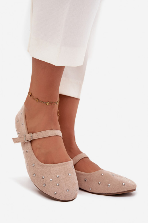 Dekorētas sieviešu balerīnas ar siksnām rozā krāsā Olivisse Dekorētas sieviešu balerīnas ar siksnām rozā krāsā Olivisse