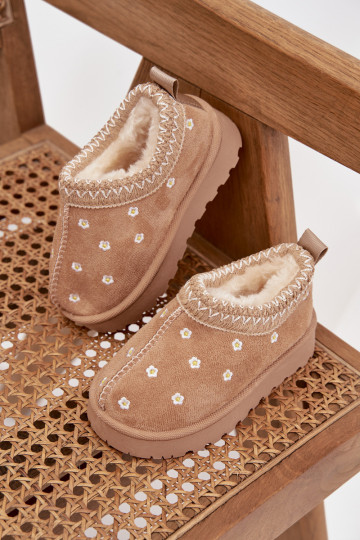 sniega apavi Bērnu apavi Z uszkami siltināti ar kažokādu smilšu krāsas Palina