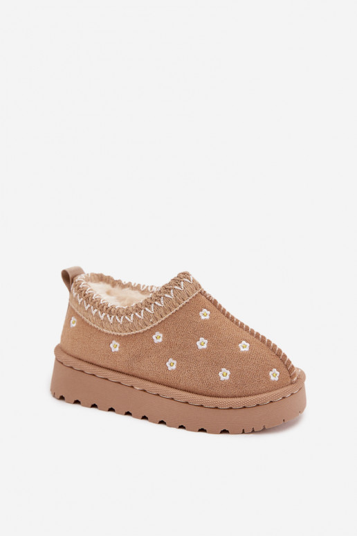 sniega apavi Bērnu apavi Z uszkami siltināti ar kažokādu smilšu krāsas Palina sniega apavi Bērnu apavi Z uszkami siltināti ar kažokādu smilšu krāsas Palina