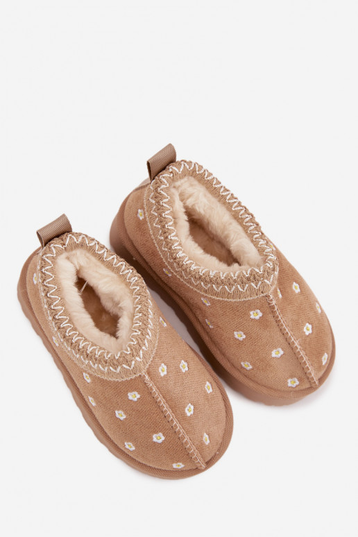 sniega apavi Bērnu apavi Z uszkami siltināti ar kažokādu smilšu krāsas Palina sniega apavi Bērnu apavi Z uszkami siltināti ar kažokādu smilšu krāsas Palina