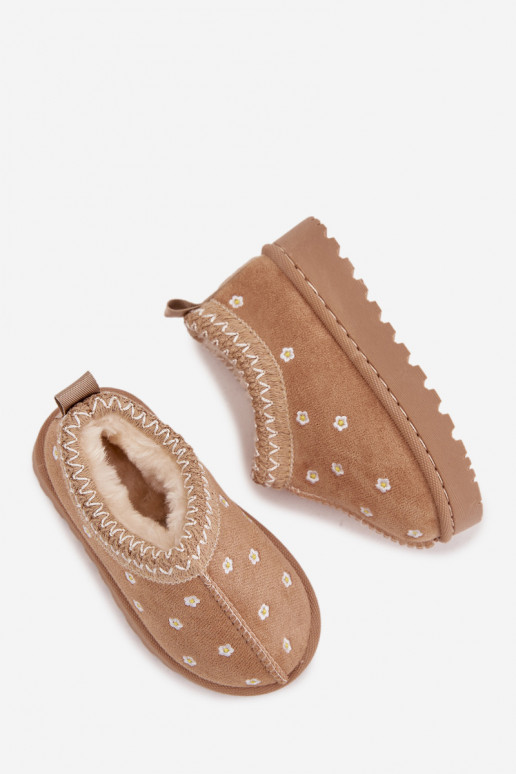 sniega apavi Bērnu apavi Z uszkami siltināti ar kažokādu smilšu krāsas Palina sniega apavi Bērnu apavi Z uszkami siltināti ar kažokādu smilšu krāsas Palina