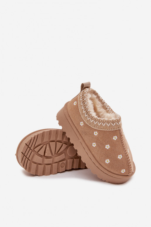 sniega apavi Bērnu apavi Z uszkami siltināti ar kažokādu smilšu krāsas Palina sniega apavi Bērnu apavi Z uszkami siltināti ar kažokādu smilšu krāsas Palina