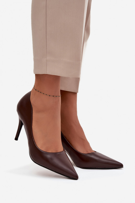 augstpapēžu kurpes  no eko ādas Czekoladowe Sivana augstpapēžu kurpes  no eko ādas Czekoladowe Sivana