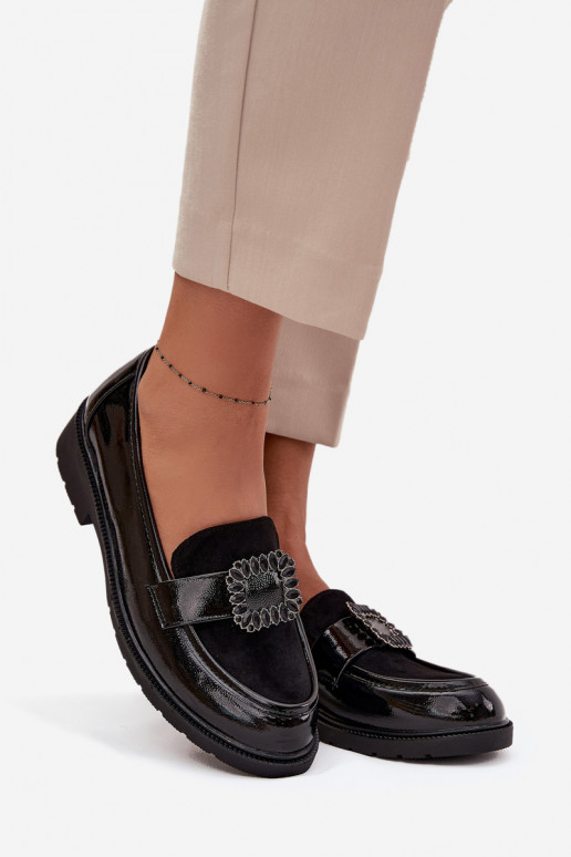 Lakoti mokasīni  dekorēti ar sprādzēm S.Barski HY52-546 Melns Lakoti mokasīni  dekorēti ar sprādzēm S.Barski HY52-546 Melns