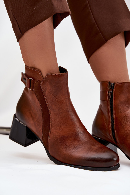 sieviešu zābaki  ar papēdi siltināti Zazoo 60563 brūnas krāsas