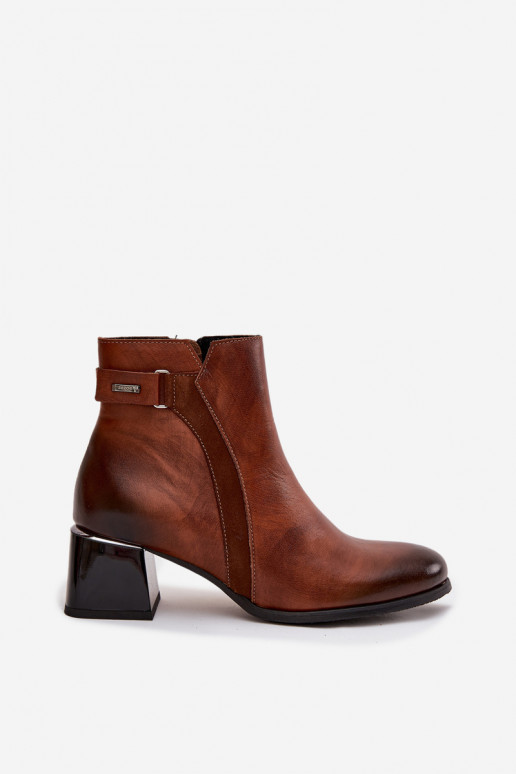 sieviešu zābaki  ar papēdi siltināti Zazoo 60563 brūnas krāsas