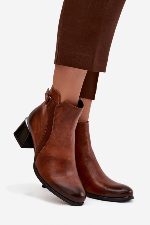 sieviešu zābaki  ar papēdi siltināti Zazoo 60563 brūnas krāsas