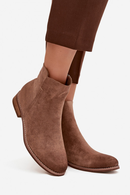 Sieviešu puszābaki ar platiem papēžiem Vinceza 39961 brūnas krāsas