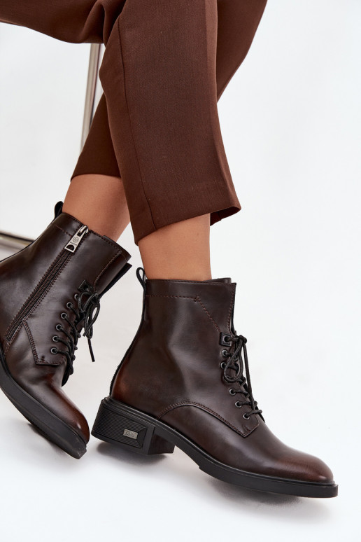 Sieviešu puszābaki Z Naturalnej Skóry  siltināti Vinceza 39955 Czekoladowe