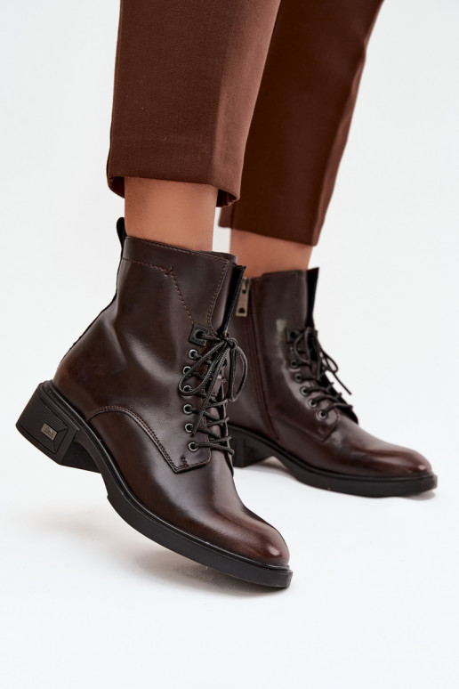 Sieviešu puszābaki Z Naturalnej Skóry  siltināti Vinceza 39955 Czekoladowe