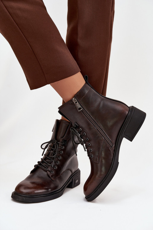 Sieviešu puszābaki Z Naturalnej Skóry  siltināti Vinceza 39955 Czekoladowe