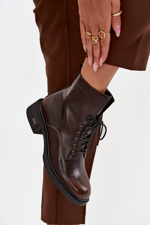 Sieviešu puszābaki Z Naturalnej Skóry  siltināti Vinceza 39955 Czekoladowe