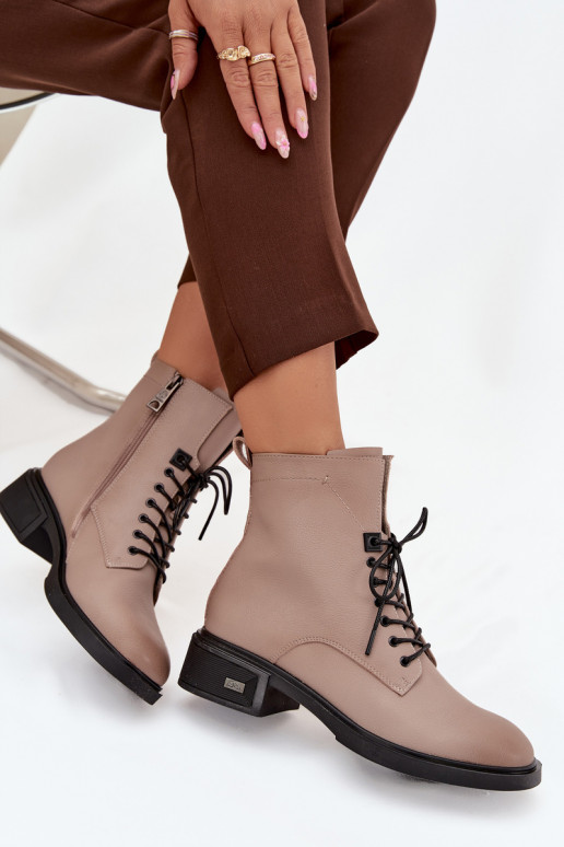 Sieviešu puszābaki Z Naturalnej Skóry  siltināti Vinceza 39955 smilšu krāsas