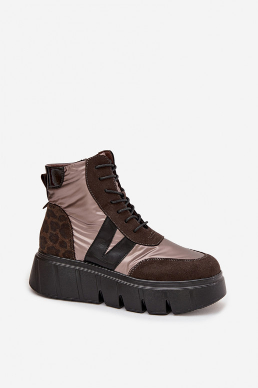 Sieviešu puszābaki siltināti ar platformu Vinceza 58562 brūnas krāsas