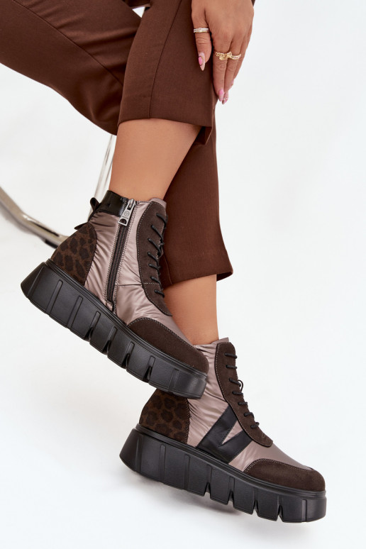 Sieviešu puszābaki siltināti ar platformu Vinceza 58562 brūnas krāsas