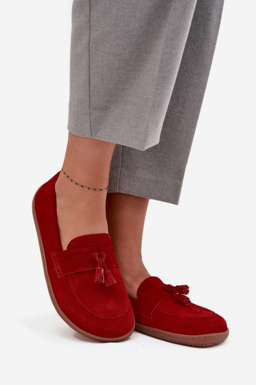 Zamšādas mokasīni Typu Barefoot Zazoo 322 sarkanas krāsas   Zamšādas mokasīni Typu Barefoot Zazoo 322 sarkanas krāsas