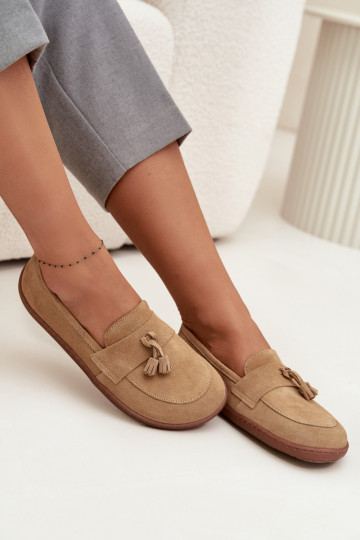 Zamšādas mokasīni Typu Barefoot Zazoo 322 smilšu krāsas