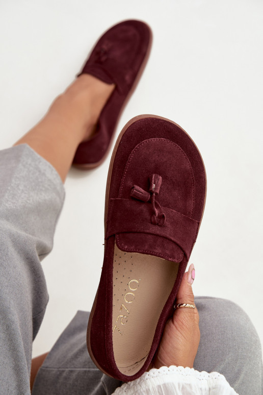 Zamšādas mokasīni Typu Barefoot Zazoo 322 bordo krāsas   Zamšādas mokasīni Typu Barefoot Zazoo 322 bordo krāsas
