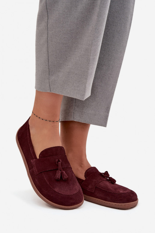 Zamšādas mokasīni Typu Barefoot Zazoo 322 bordo krāsas   Zamšādas mokasīni Typu Barefoot Zazoo 322 bordo krāsas