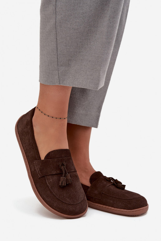 Zamšādas mokasīni Typu Barefoot Zazoo 322 Czekoladowe   Zamšādas mokasīni Typu Barefoot Zazoo 322 Czekoladowe