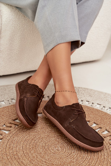 apavi  Typu Barefoot Z Naturalnego Zamszu Zazoo 327 Czekoladowe