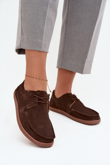 apavi  Typu Barefoot Z Naturalnego Zamszu Zazoo 327 Czekoladowe 2