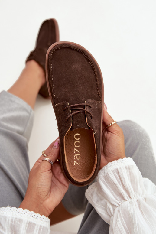 apavi  Typu Barefoot Z Naturalnego Zamszu Zazoo 327 Czekoladowe apavi  Typu Barefoot Z Naturalnego Zamszu Zazoo 327 Czekoladowe