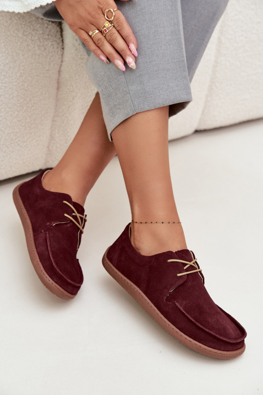 apavi  Typu Barefoot Z Naturalnego Zamszu Zazoo 327 bordo krāsas apavi  Typu Barefoot Z Naturalnego Zamszu Zazoo 327 bordo krāsas