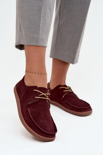 apavi  Typu Barefoot Z Naturalnego Zamszu Zazoo 327 bordo krāsas 2