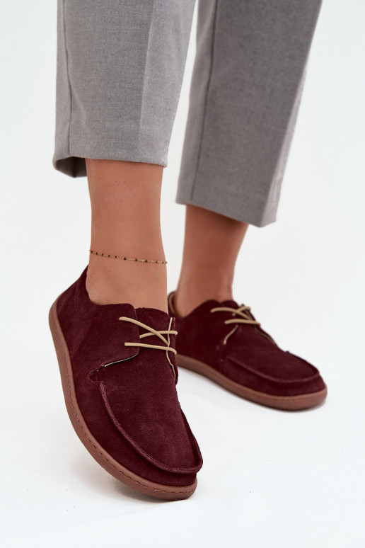 apavi  Typu Barefoot Z Naturalnego Zamszu Zazoo 327 bordo krāsas apavi  Typu Barefoot Z Naturalnego Zamszu Zazoo 327 bordo krāsas