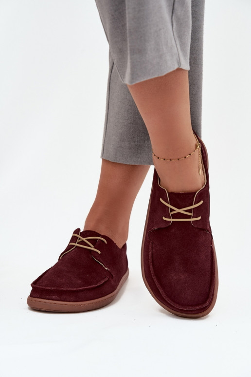 apavi  Typu Barefoot Z Naturalnego Zamszu Zazoo 327 bordo krāsas apavi  Typu Barefoot Z Naturalnego Zamszu Zazoo 327 bordo krāsas