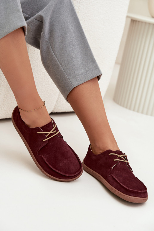 apavi  Typu Barefoot Z Naturalnego Zamszu Zazoo 327 bordo krāsas apavi  Typu Barefoot Z Naturalnego Zamszu Zazoo 327 bordo krāsas