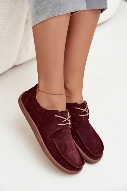 apavi  Typu Barefoot Z Naturalnego Zamszu Zazoo 327 bordo krāsas apavi  Typu Barefoot Z Naturalnego Zamszu Zazoo 327 bordo krāsas