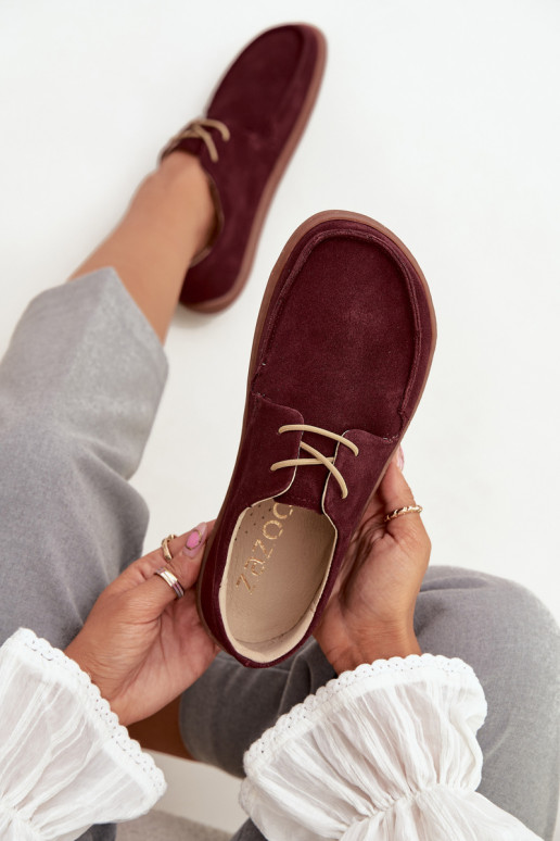 apavi  Typu Barefoot Z Naturalnego Zamszu Zazoo 327 bordo krāsas apavi  Typu Barefoot Z Naturalnego Zamszu Zazoo 327 bordo krāsas